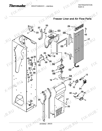 Схема №18 KBUDT4250A 42" SXS REFRIG (SS) DESIGNER HDL с изображением Внешняя дверь для посудомойки Bosch 00241267